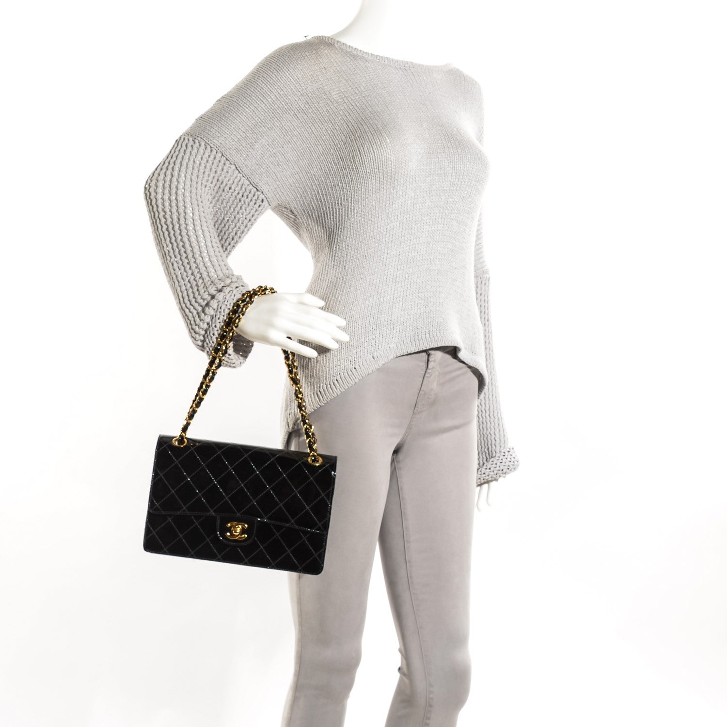 Chanel Patent Quilted Medium Single Flap Bag Black 2 of 9