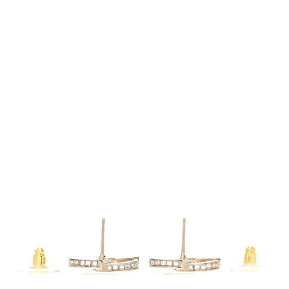 Chanel Metal Baguette Crystal CC Earrings Gold 3 of 5