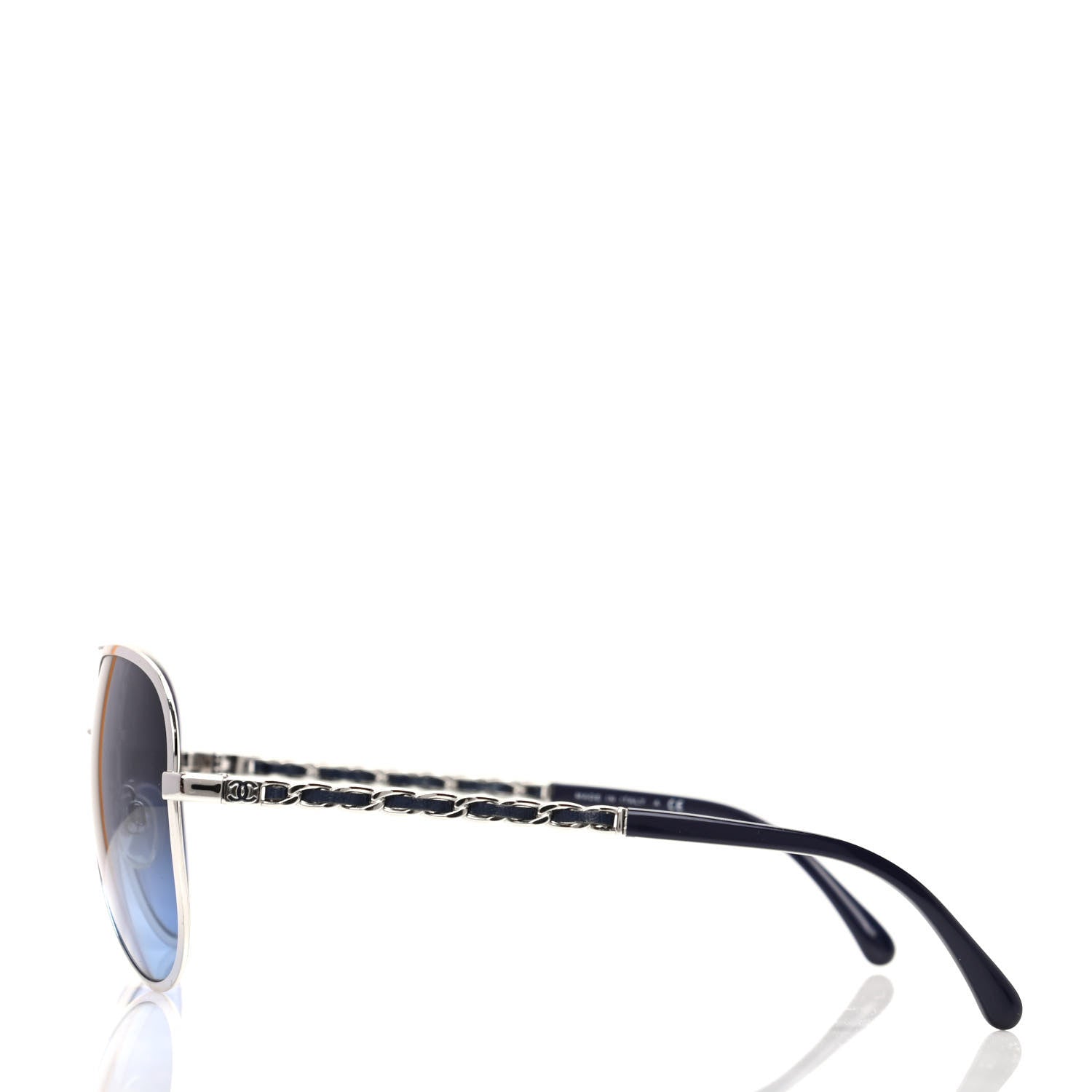 Chanel Lambskin Aviator Chain Sunglasses 4194-Q Blue 3 of 6