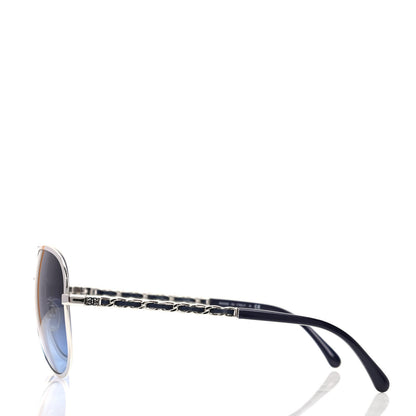 Chanel Lambskin Aviator Chain Sunglasses 4194-Q Blue 3 of 6