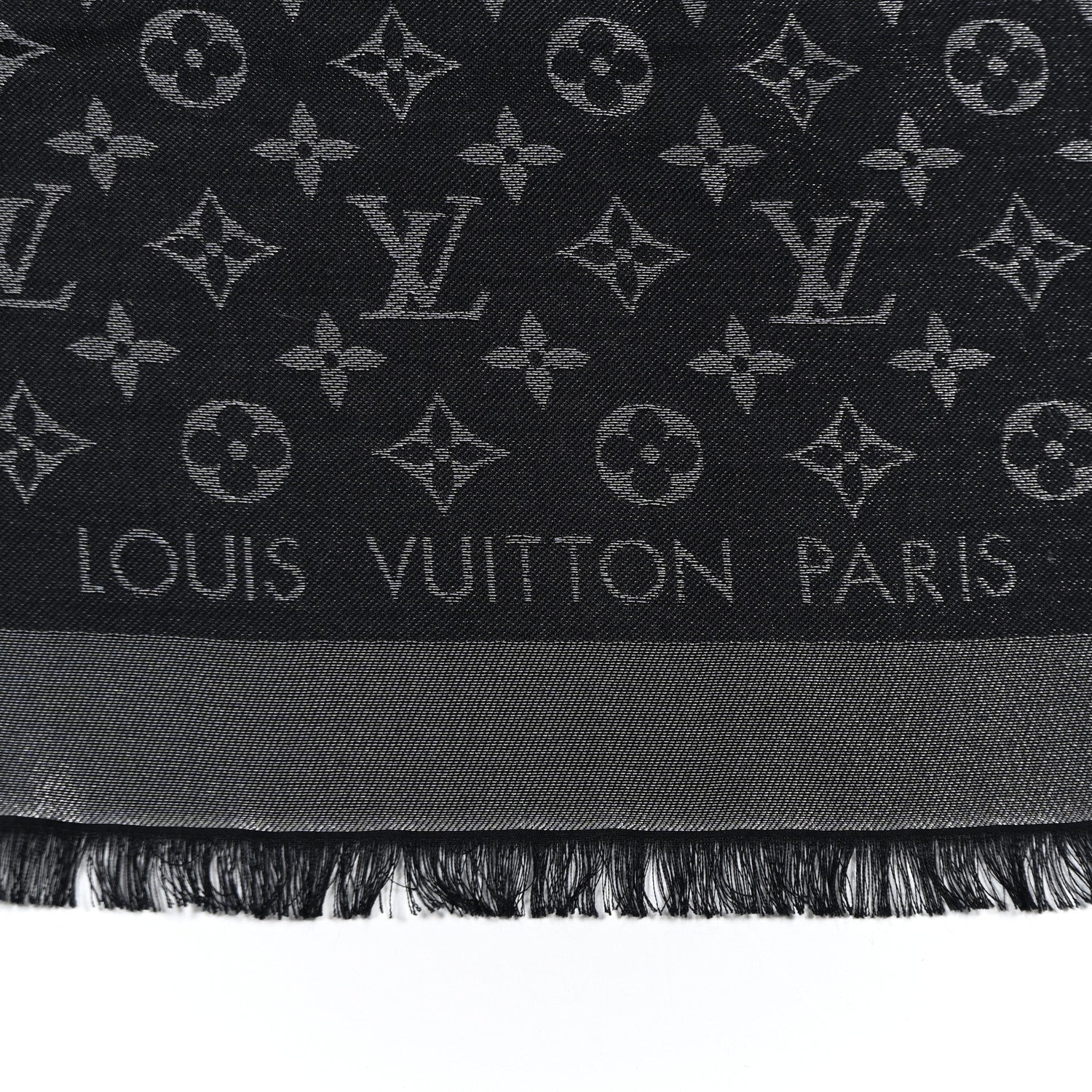 Louis Vuitton Silk Lurex Wool Monogram Shine Shawl Black 2 of 8
