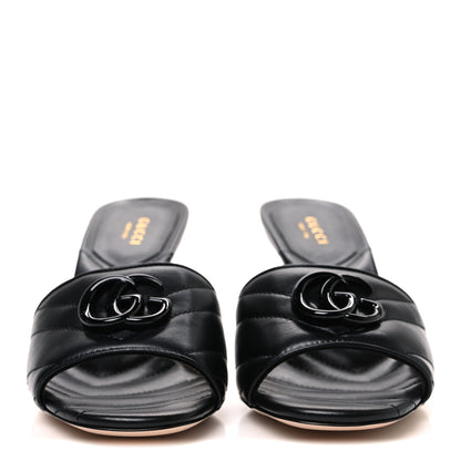 Gucci Nappa Matelasse Monochrome GG Marmont 75mm Slide Sandals 37.5 Black 3 of 11