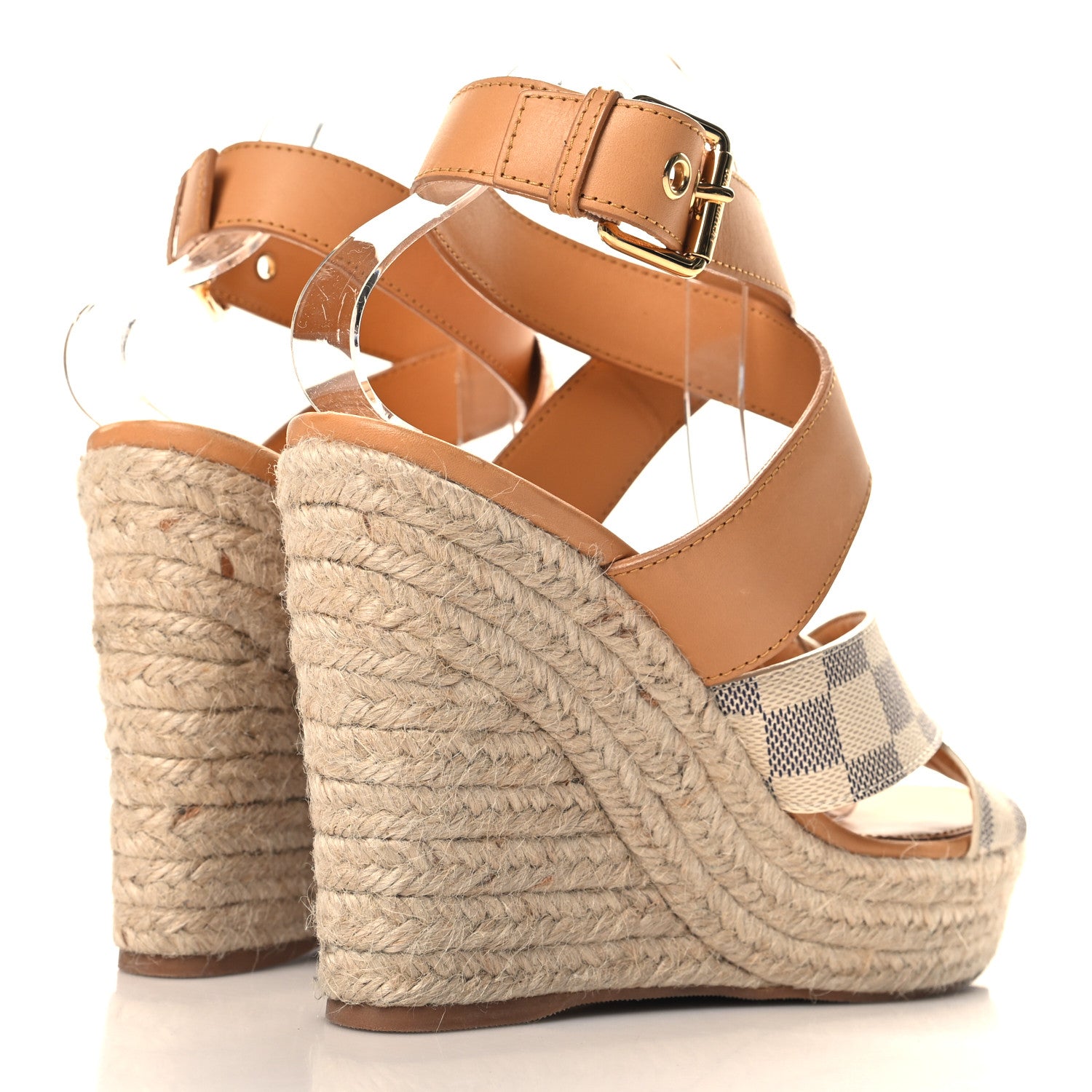 Louis Vuitton Damier Azur Starboard Wedges 41 Tan 5 of 9