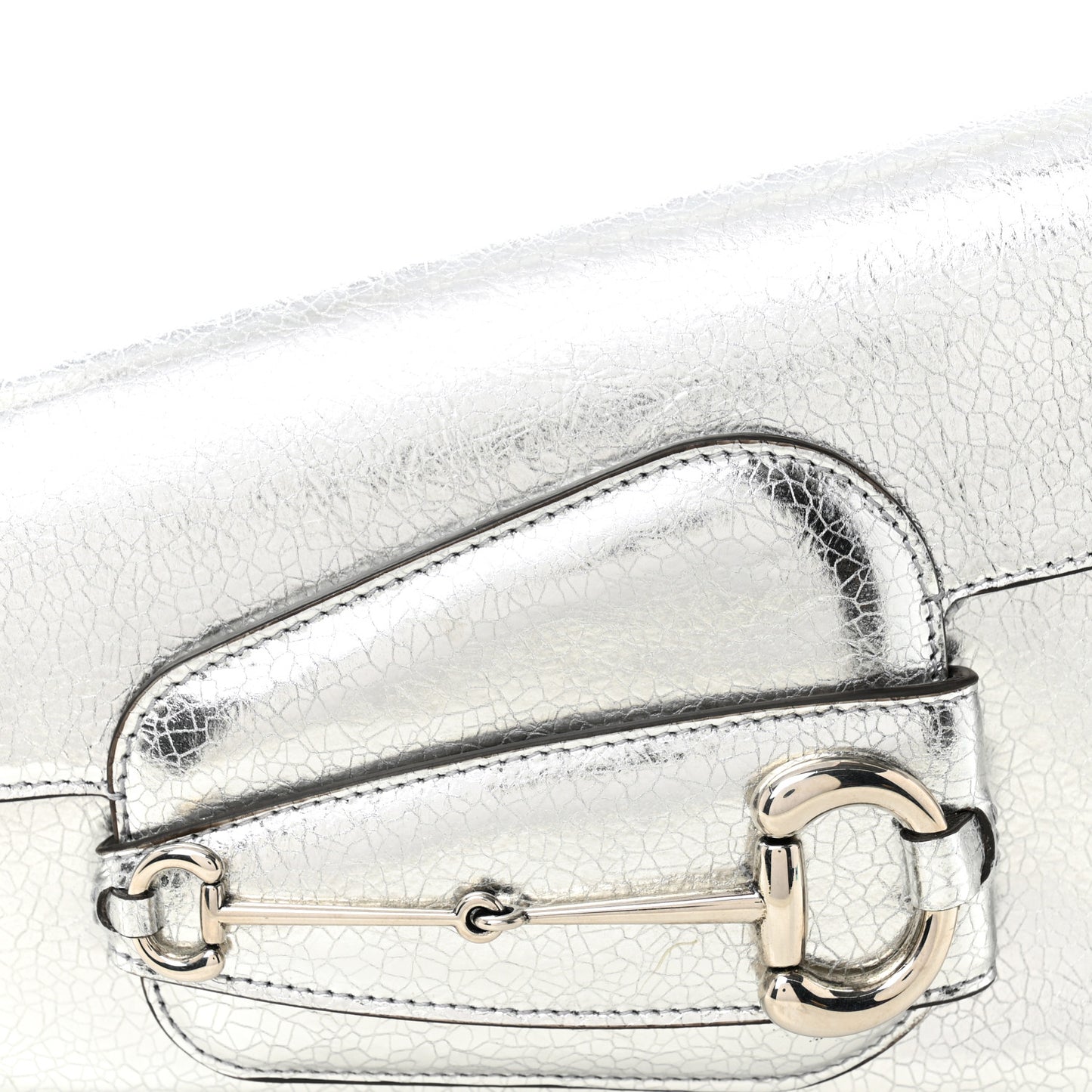 Metallic Demetra Small Horsebit 1955 Asymmetric Shoulder Bag Silver