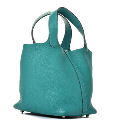 Hermes Taurillon Clemence Picotin Lock 18 PM Bleu Paon 3 of 8