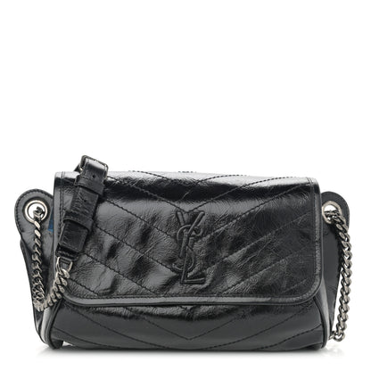 Saint Laurent Crinkled Calfskin Matelasse Monogram Niki Body Bag Black 1 of 10