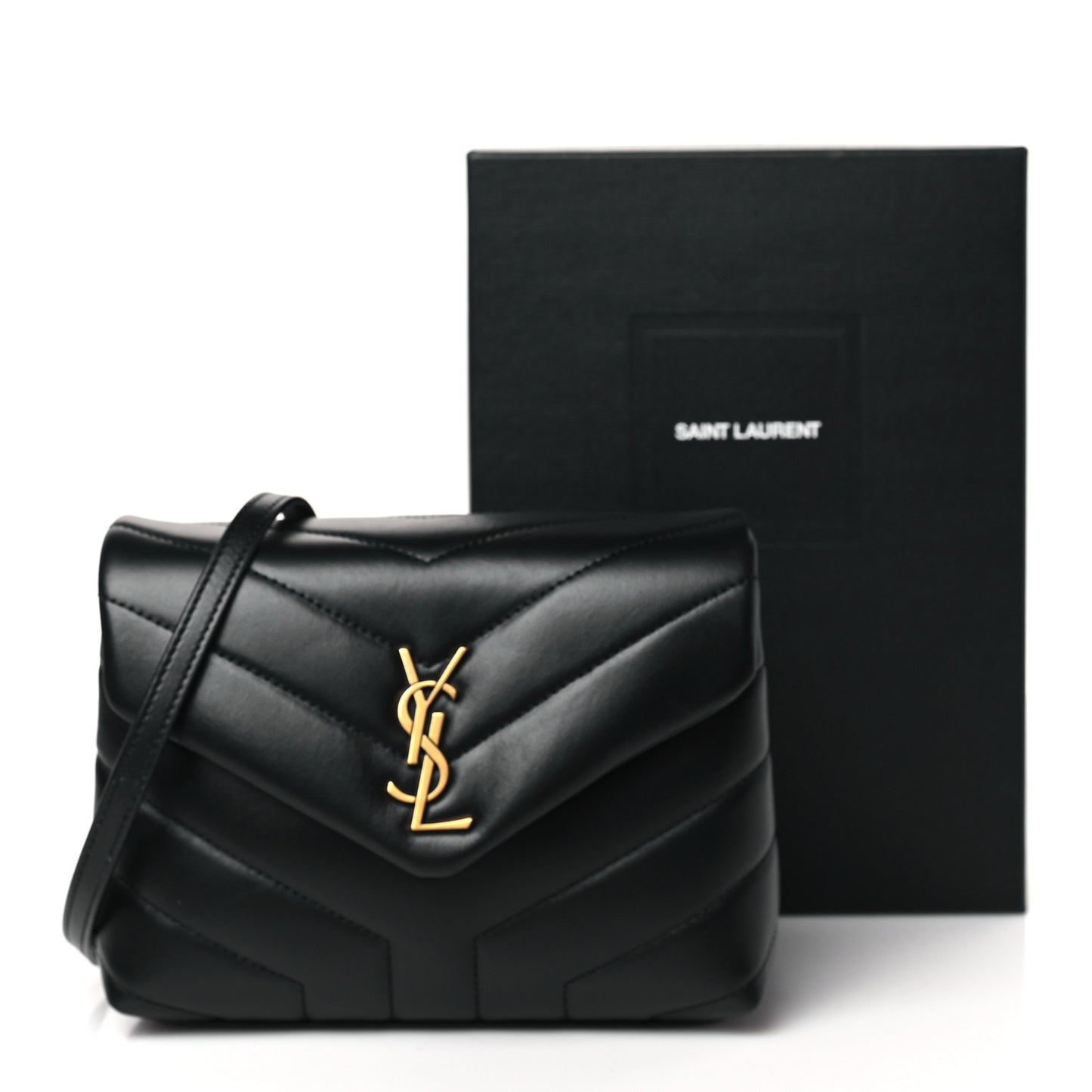 Calfskin Y Quilted Monogram Toy Loulou Crossbody Bag Black