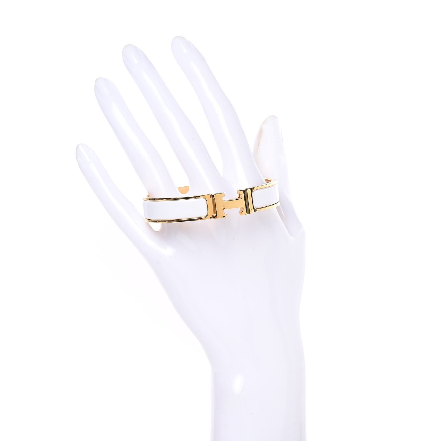 Hermes Enamel Narrow Clic Clac H Bracelet GM White 2 of 6