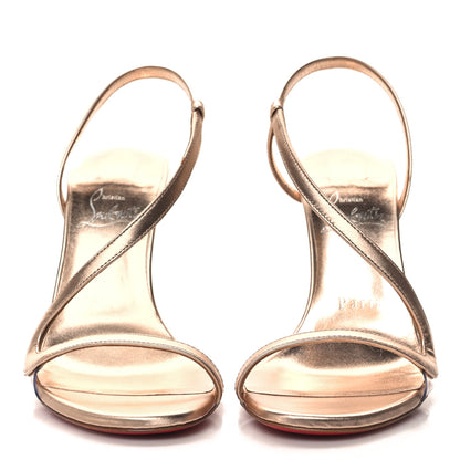 Christian Louboutin Kid Laminato Satin PVC Rosalie 100 Sandals 37.5 Leche 2 of 9