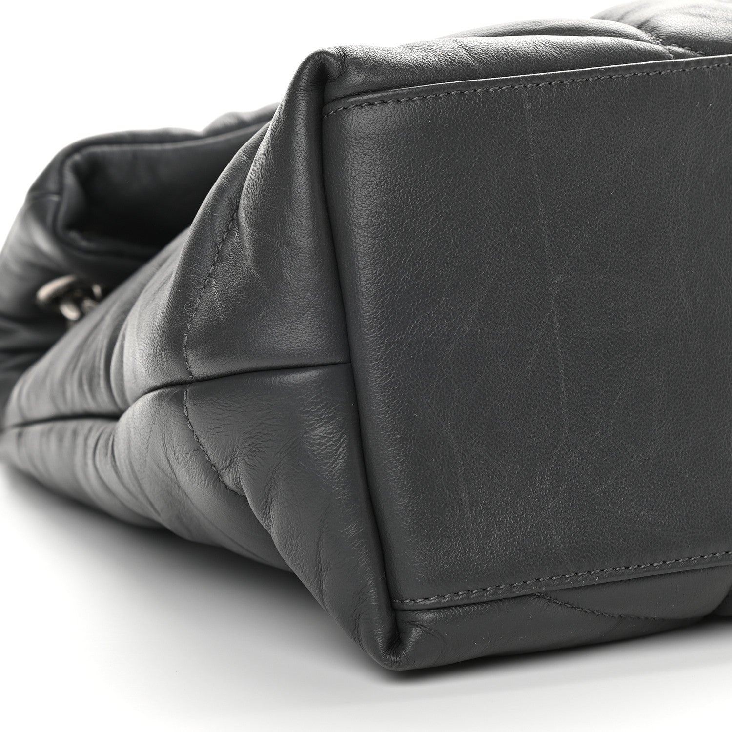 Saint Laurent Calfskin Quilted Medium Loulou Puffer Monogram Chain Satchel Concrete 8 of 9
