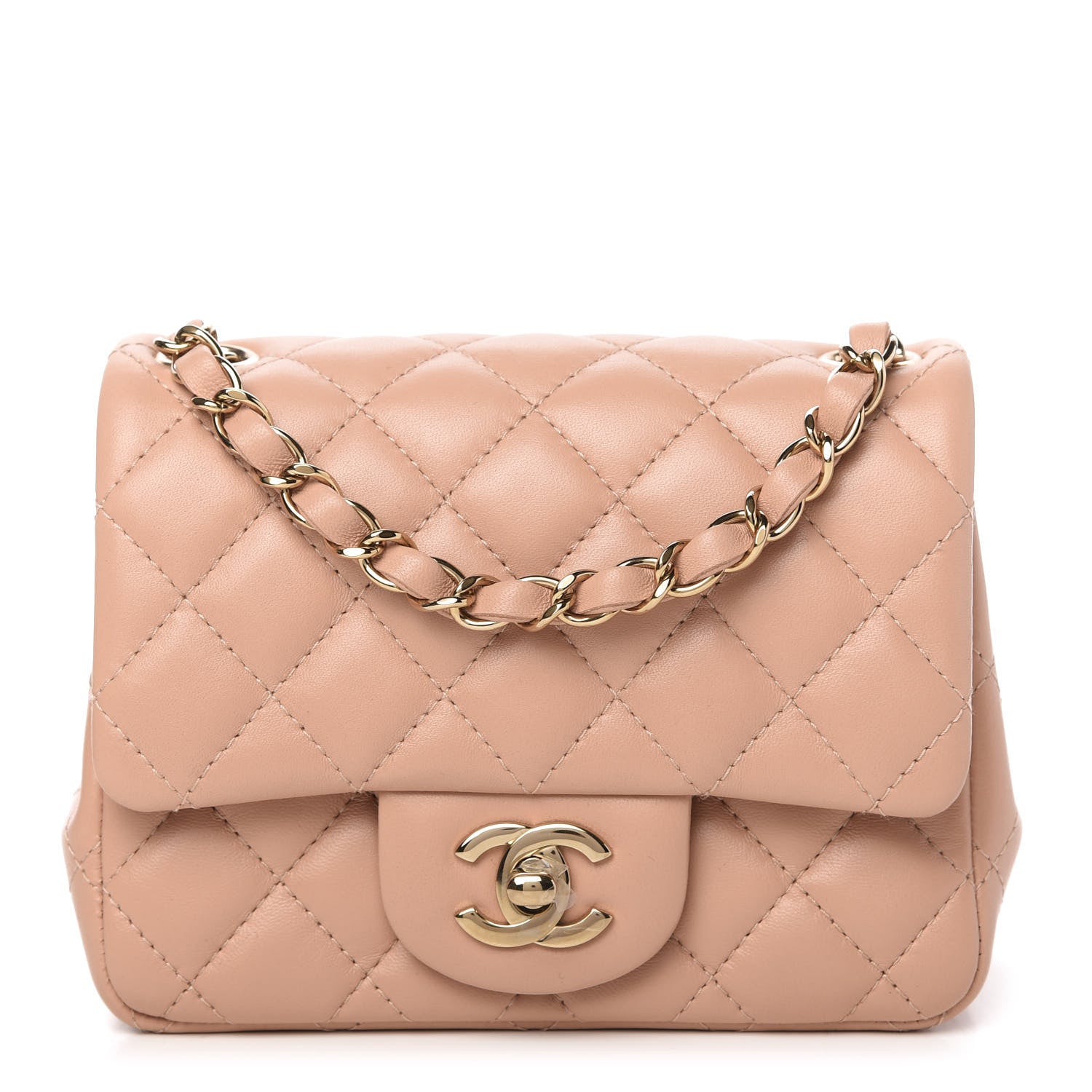 Chanel Lambskin Quilted Mini Square Flap Beige 1 of 10
