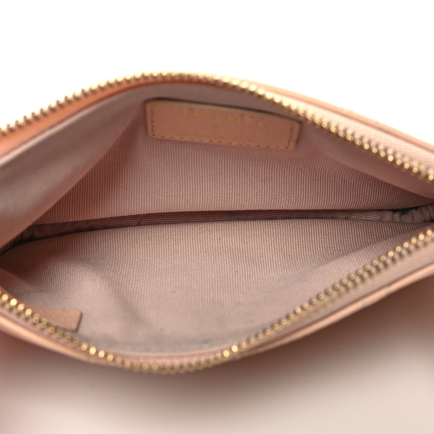 Caviar Quilted Small Cosmetic Case Light Beige