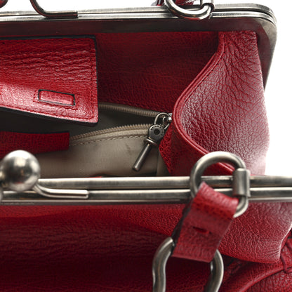 Burberry Goatskin Kiss Lock Frame Shoulder Bag Red 9 of 12