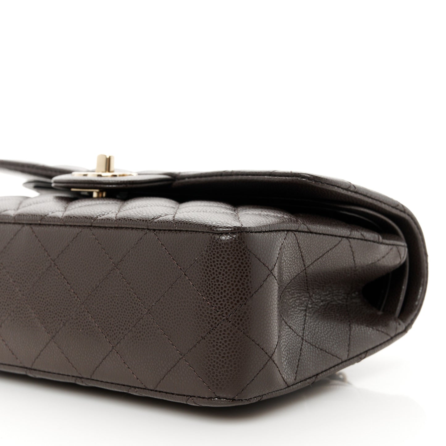 Caviar Quilted Small Double Flap Dark Brown