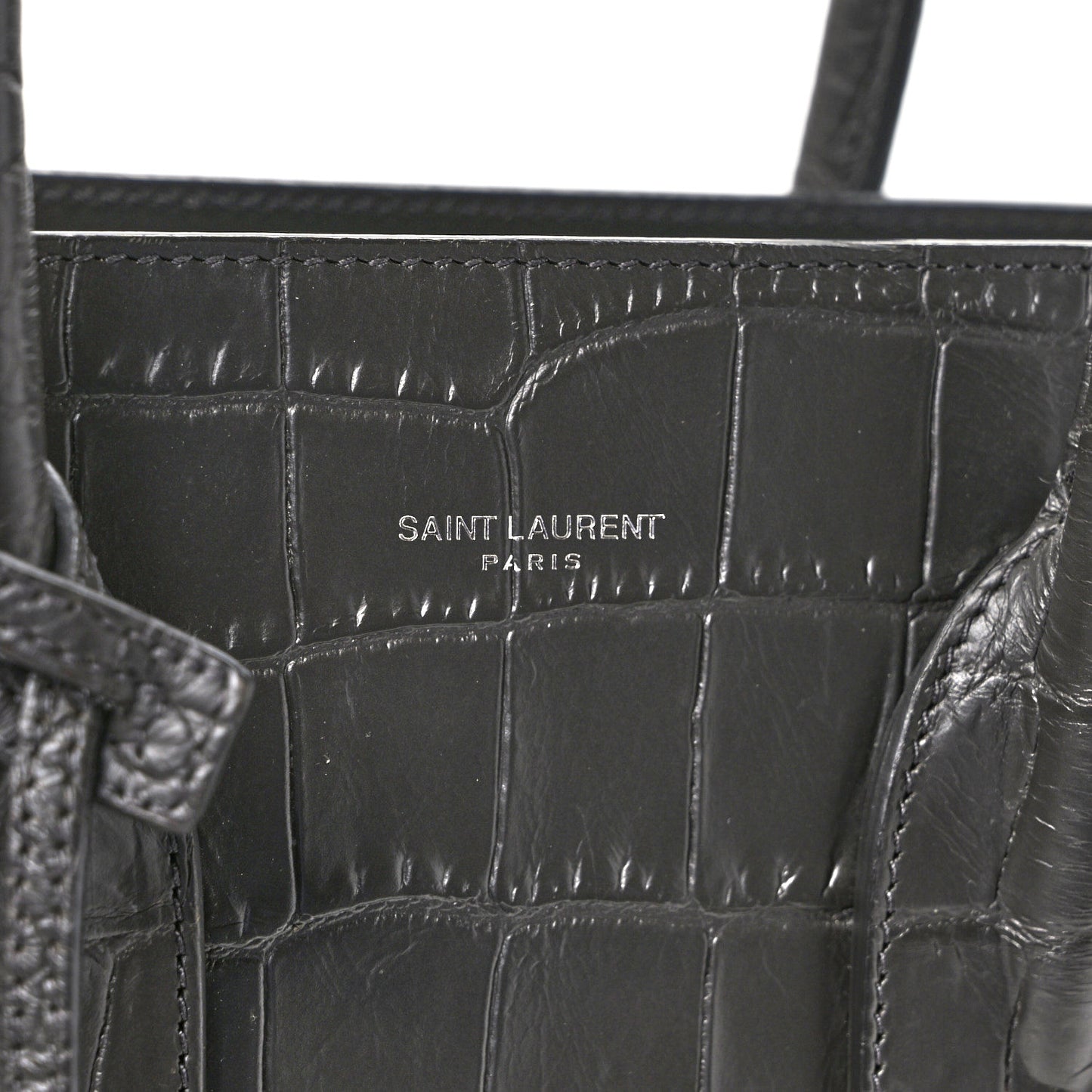 Calfskin Crocodile Embossed Small Sac de Jour Fog