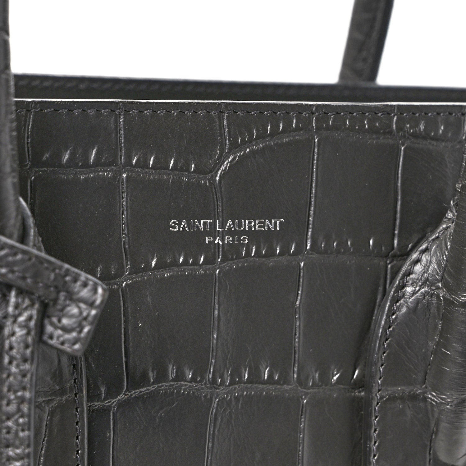 Saint Laurent Calfskin Crocodile Embossed Small Sac de Jour Fog 6 of 8