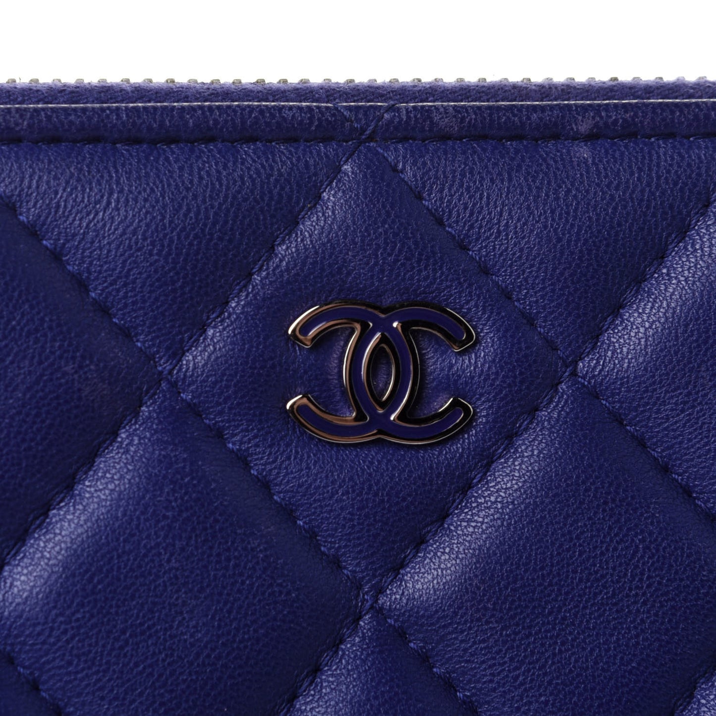 Lambskin Quilted Medium Cosmetic Case Blue