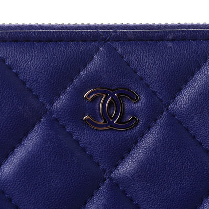 Chanel Lambskin Quilted Medium Cosmetic Case Blue 10 of 12