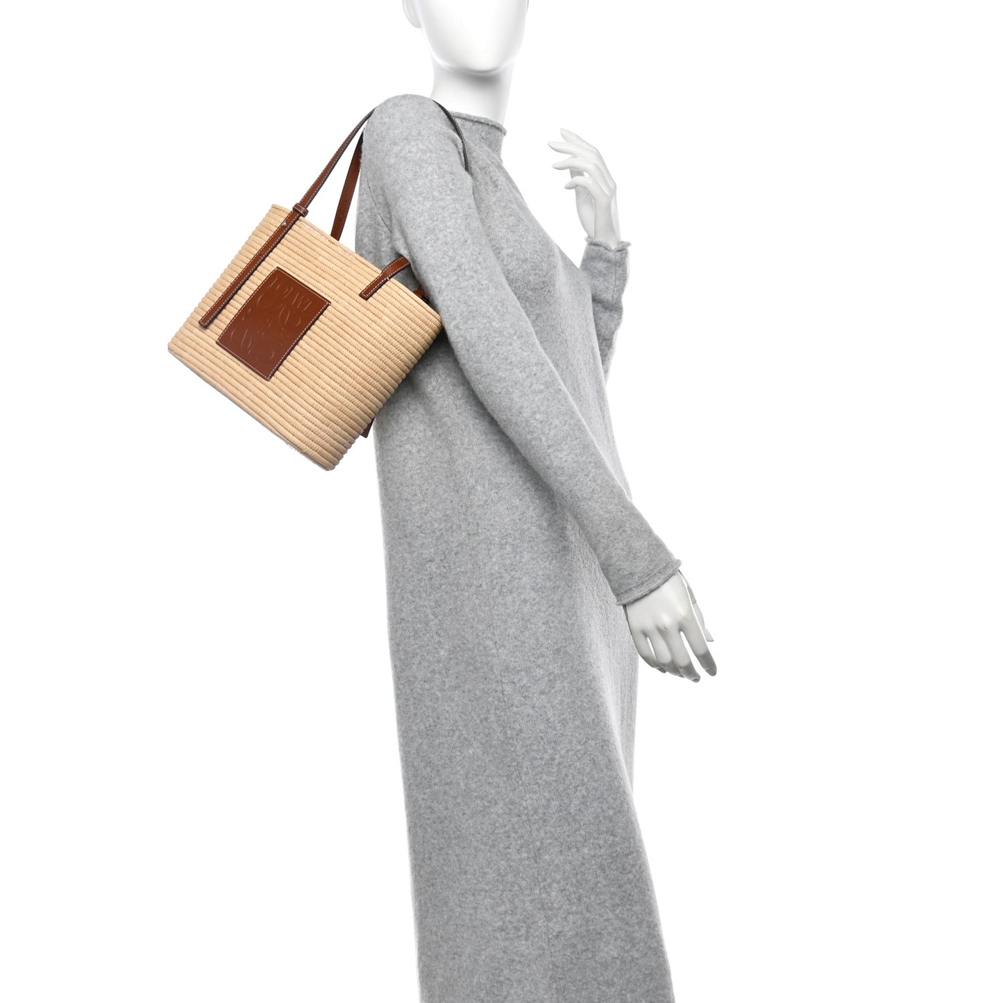 Raffia Small Square Basket Tote Bag Natural Tan