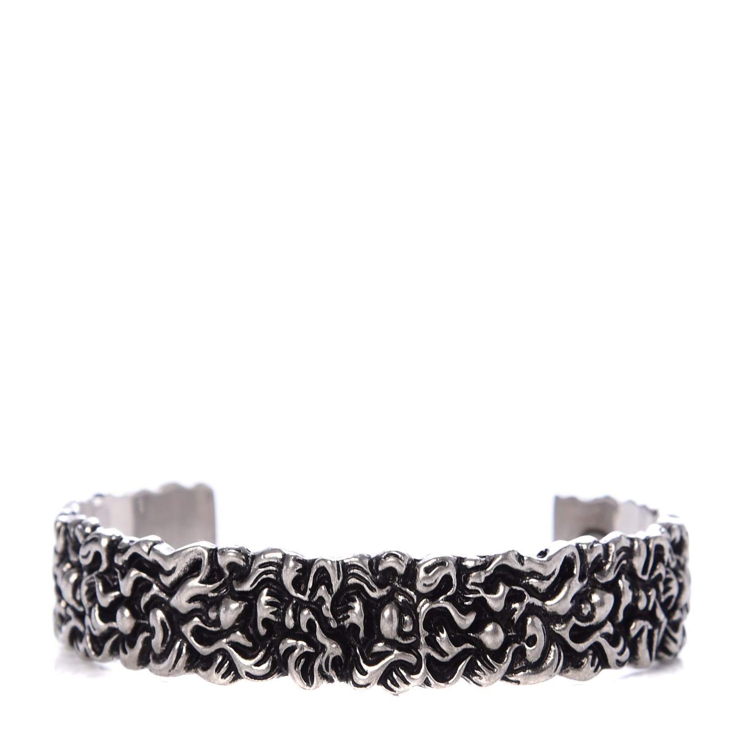 Gucci Metal Lion Mane Cuff Bracelet Aged Silver 1 of 4