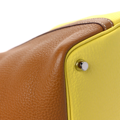 Hermes Taurillon Clemence Casaque Picotin Lock 18 PM Lime Sesame 9 of 13