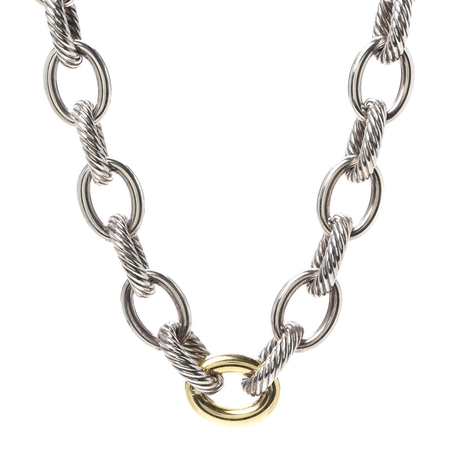 Sterling Silver 18K Yellow Gold Large Oval Link Necklace