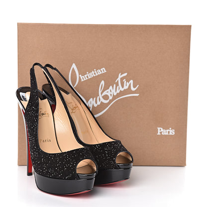 Christian Louboutin Crosta Meteor Lady Peep Sling 150 Pumps 38.5 Black 8 of 8