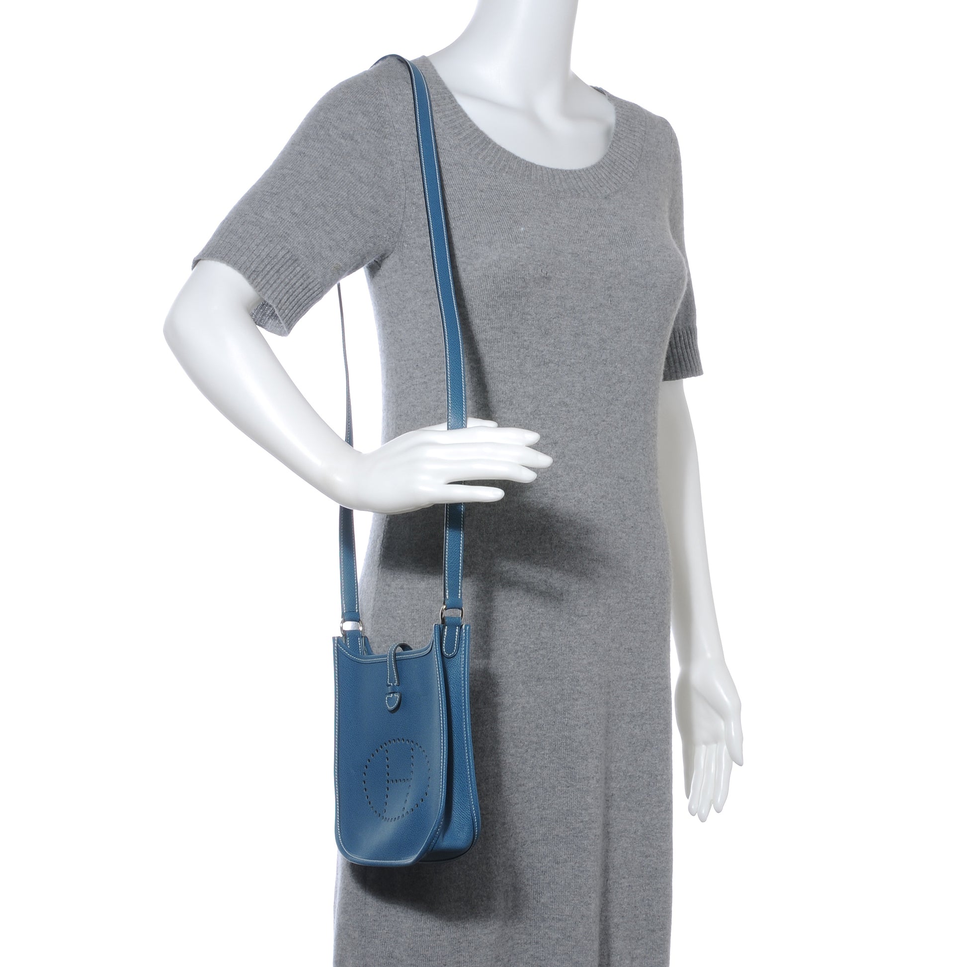 Hermes Veau Epsom Evelyne TPM Blue Jean 2 of 7