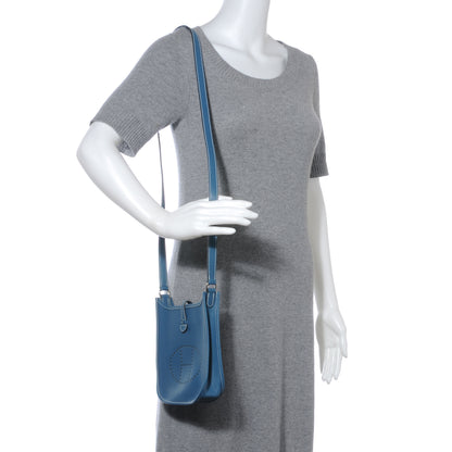 Hermes Veau Epsom Evelyne TPM Blue Jean 2 of 7