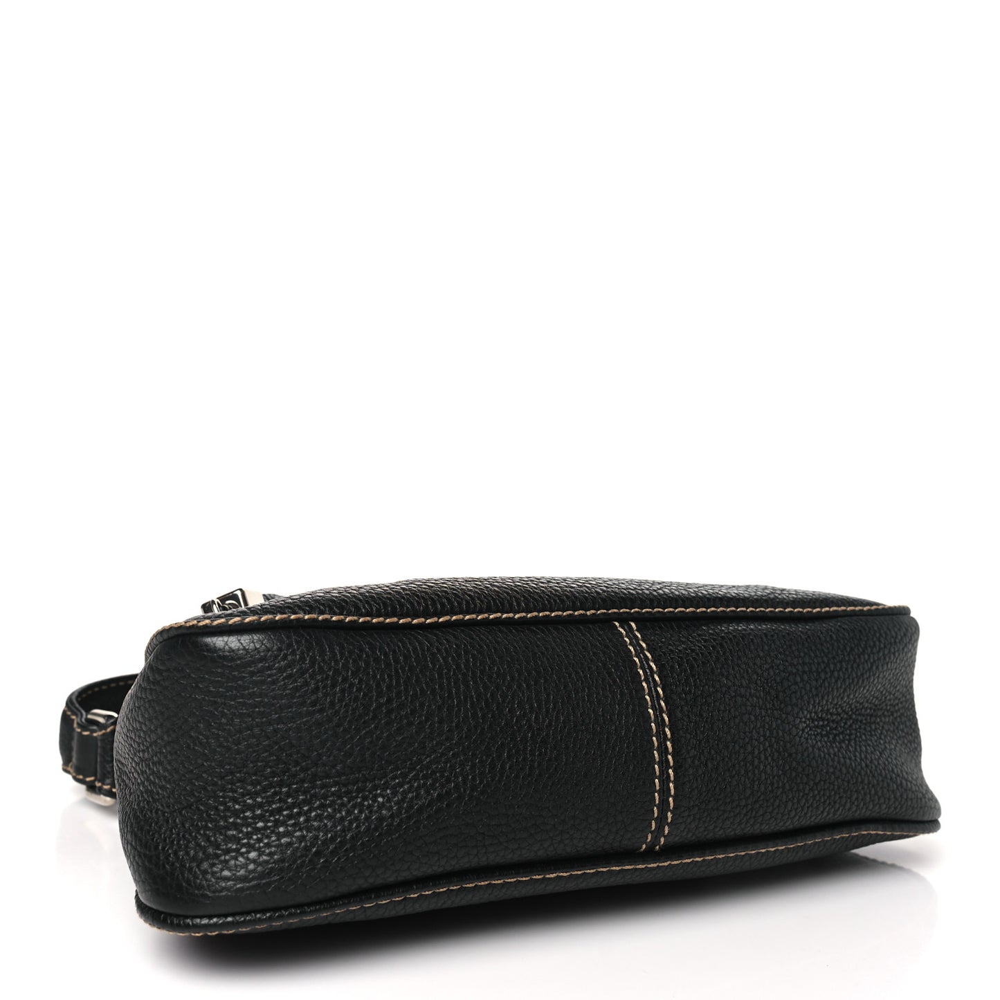 Grained Calfskin Tassel Shoulder Bag Black