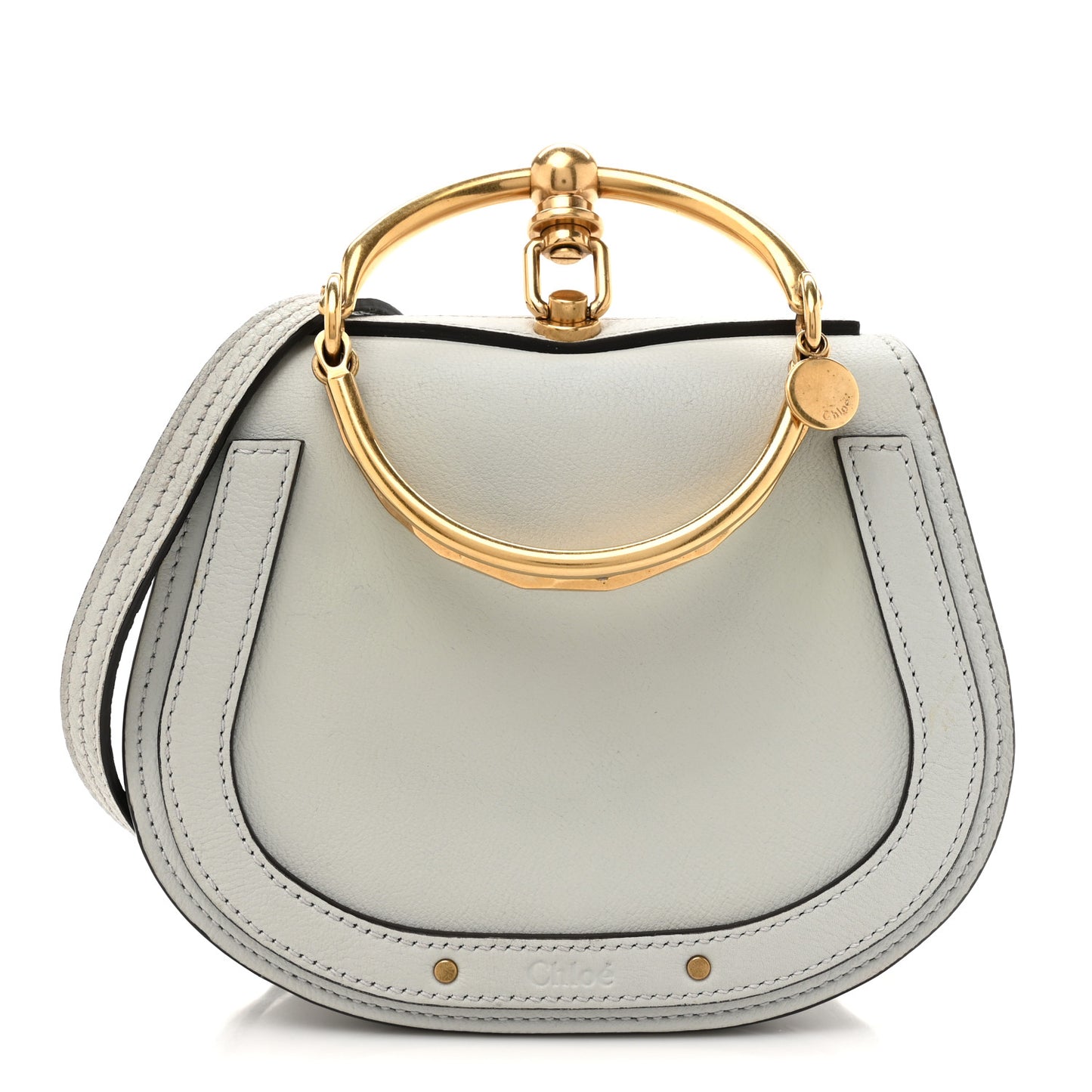 Calfskin Suede Small Nile Bracelet Bag Airy Grey