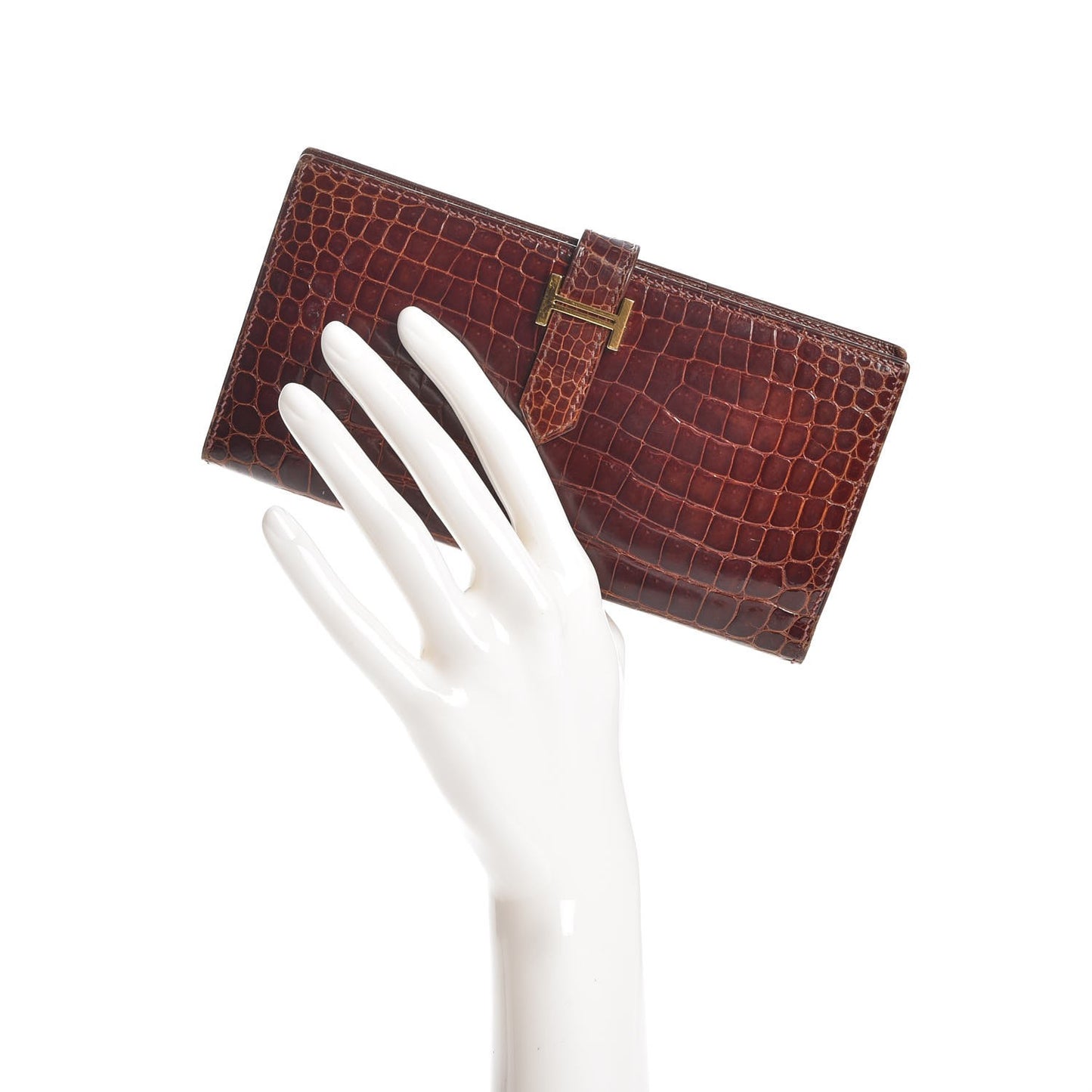 Shiny Porosus Crocodile Bearn Wallet Miel