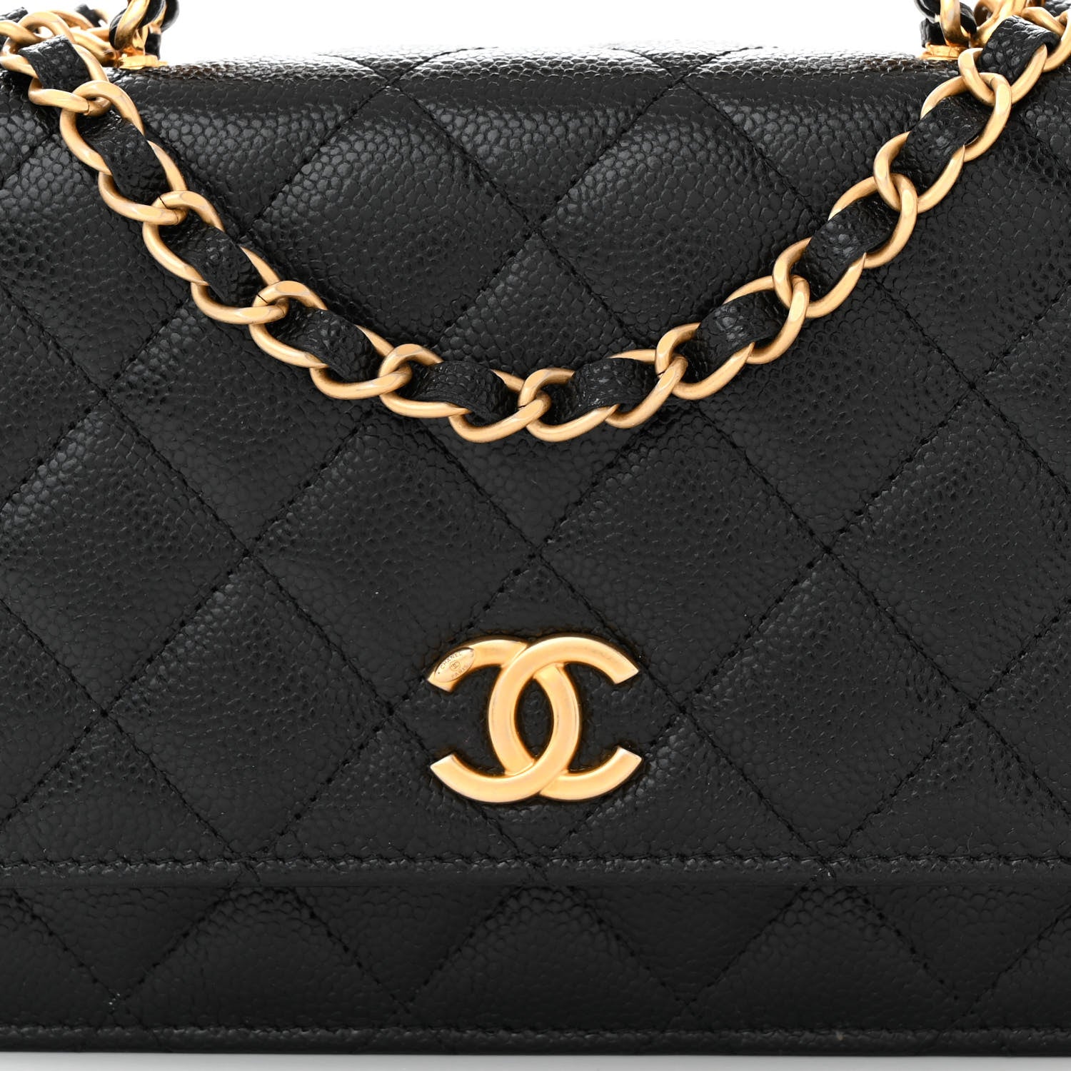 Chanel Shiny Caviar Quilted Pick Me Up Wallet On Chain WOC Black 9 of 12