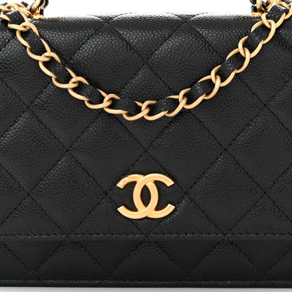 Chanel Shiny Caviar Quilted Pick Me Up Wallet On Chain WOC Black 9 of 12