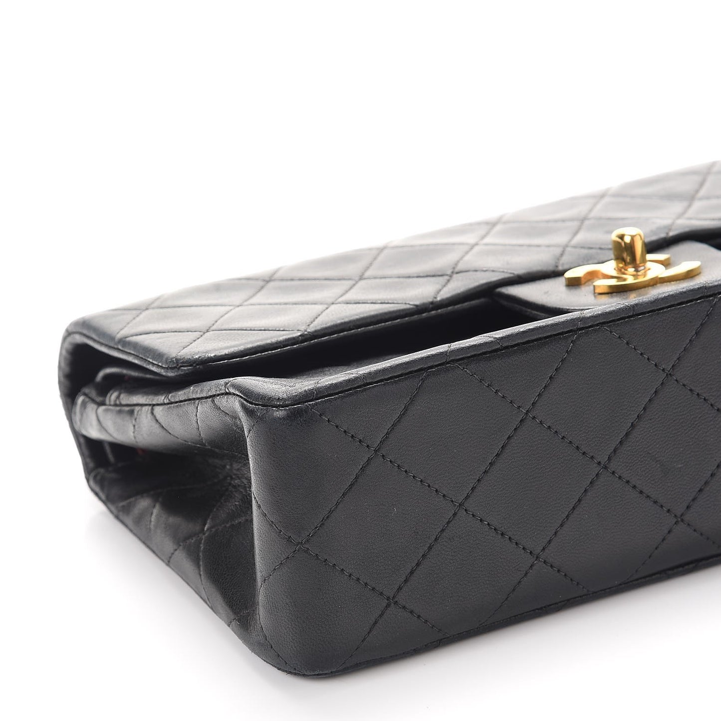 Lambskin Quilted Small Double Flap Black