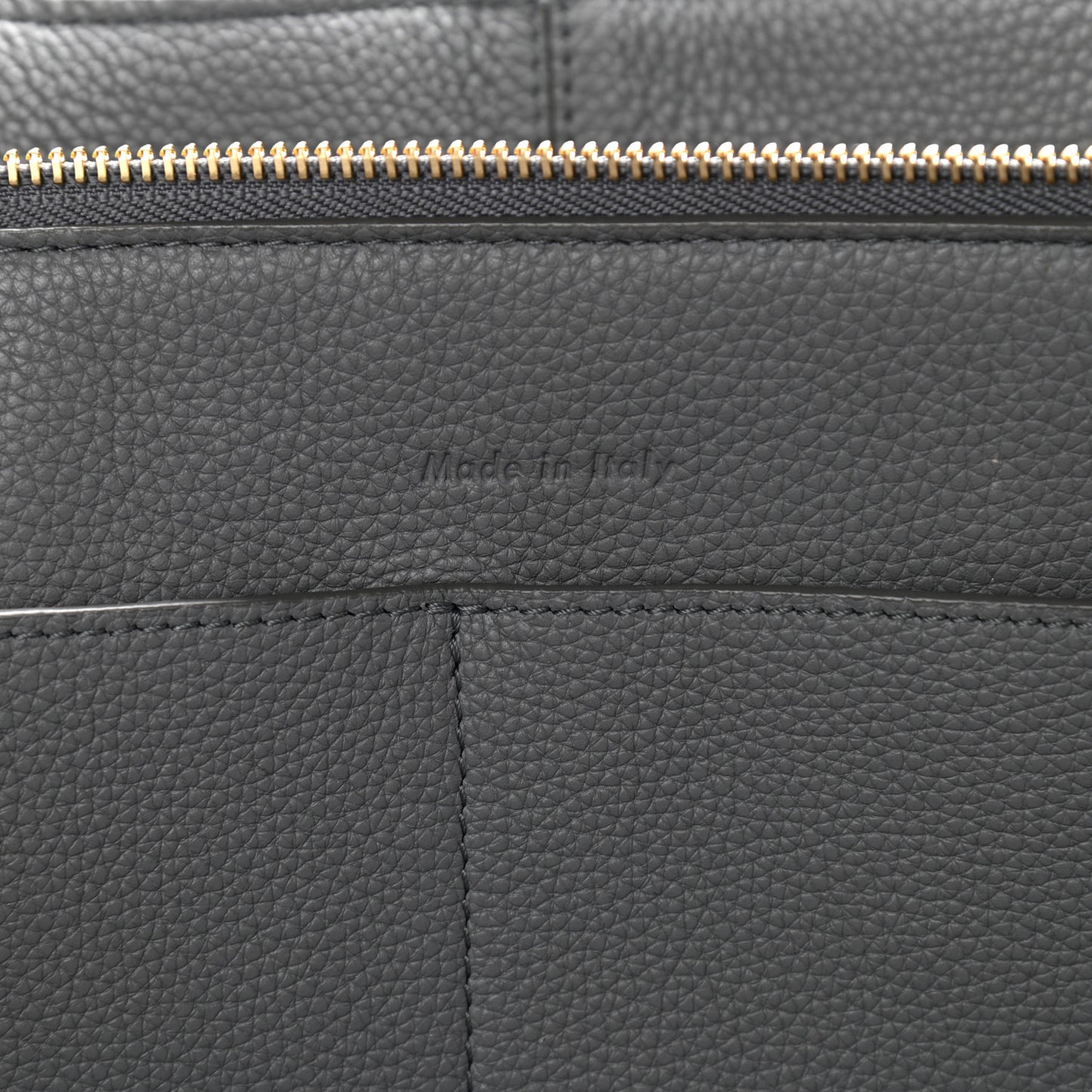 Baby Grained Calfskin Medium Tri-Fold Bag Grey