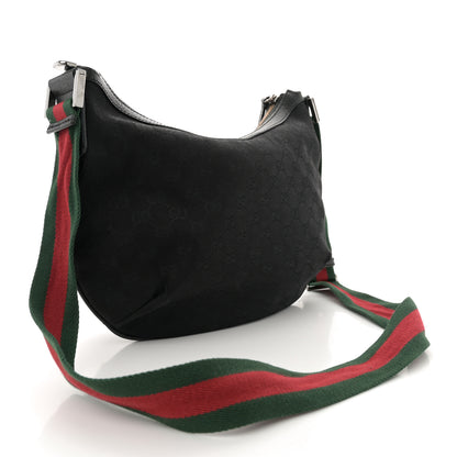 Gucci Monogram Web Medium Half Moon Hobo Black 3 of 12