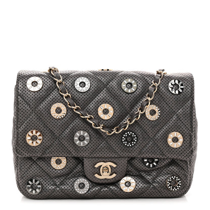 Chanel Perforated Metallic Lambskin Small CC Medals Flap Dark Silver 1 of 12