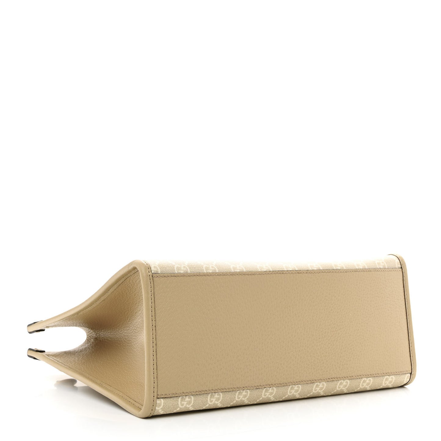 GG Supreme Monogram Textured Dollar Calfskin Small Retro Interlocking G Tote Bag Beige Mystic White Oatmeal