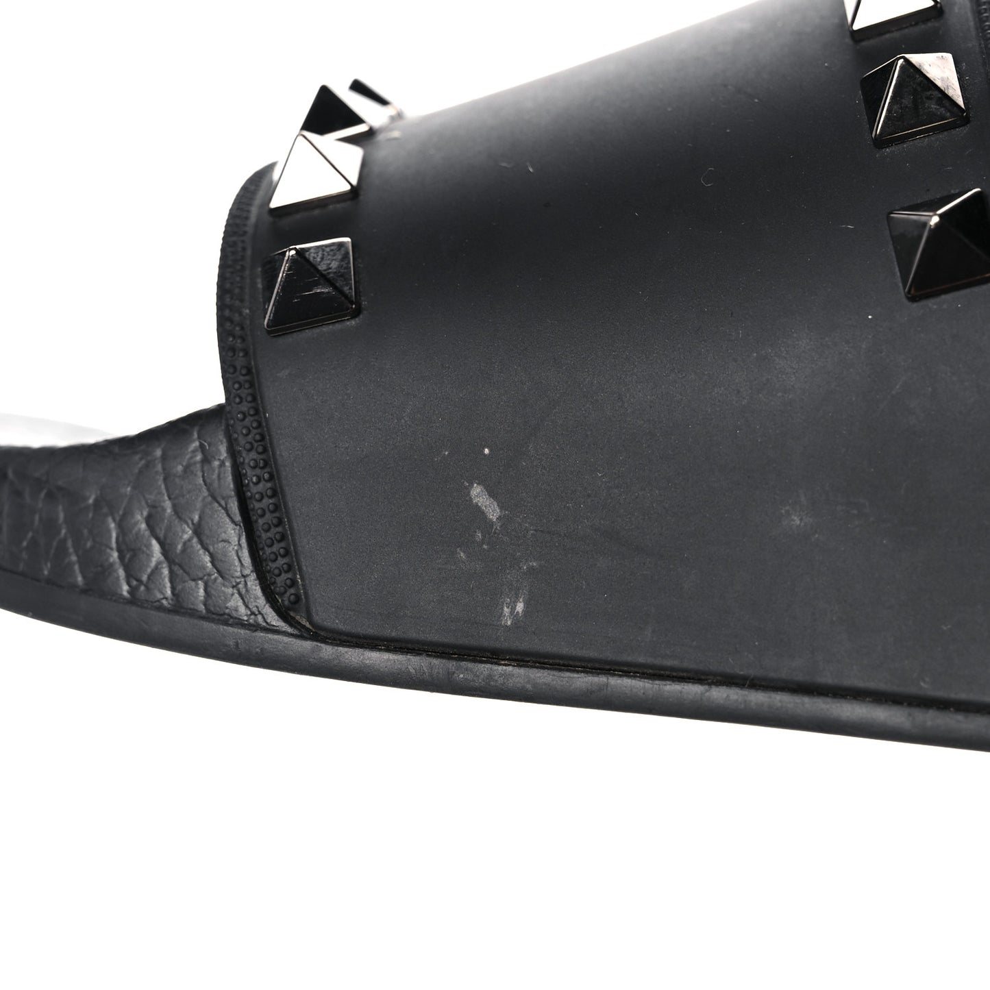 Rubber Rockstud Slide Sandals 38 Black