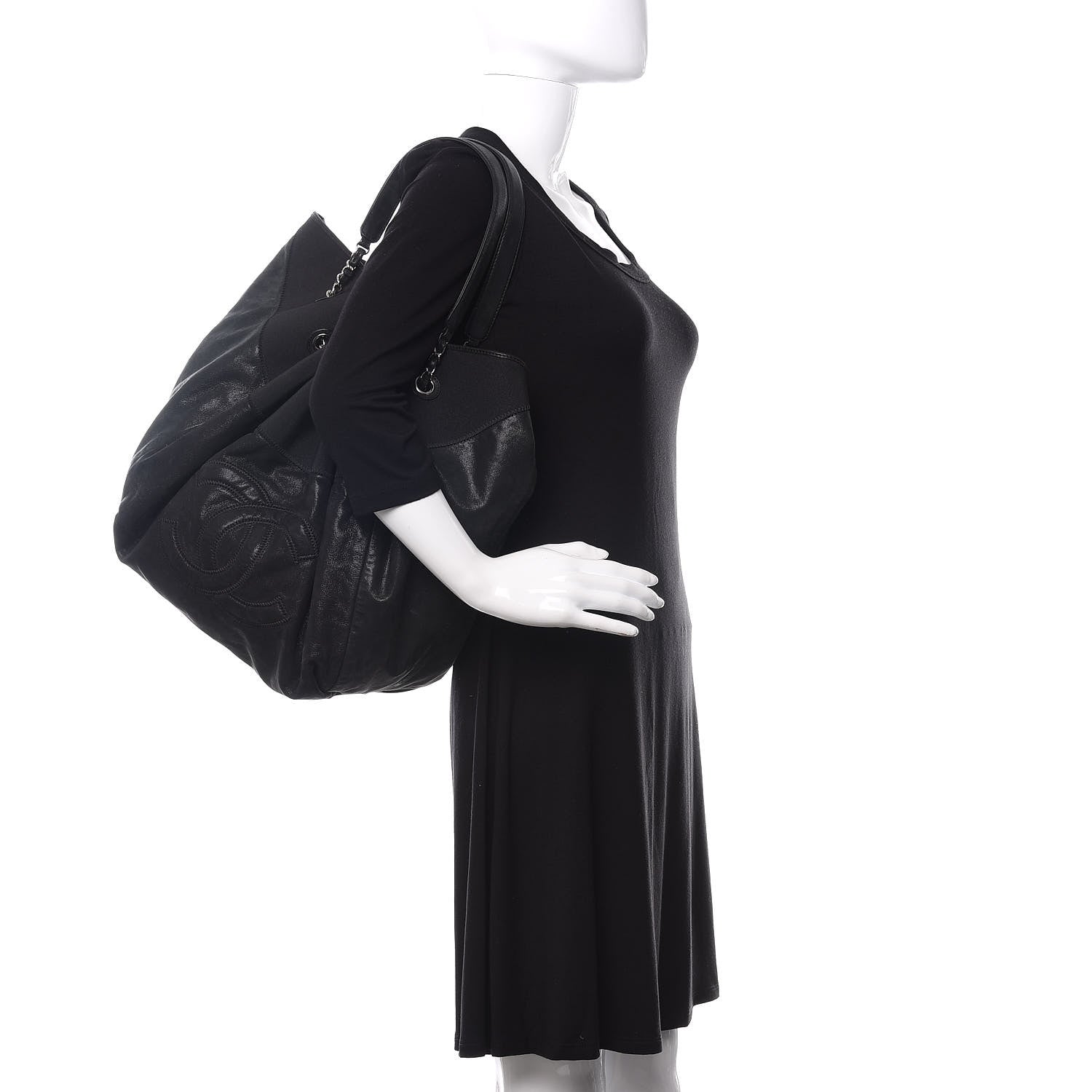Chanel Iridescent Calfskin Large Stretch Spirit Cabas Black 2 of 8
