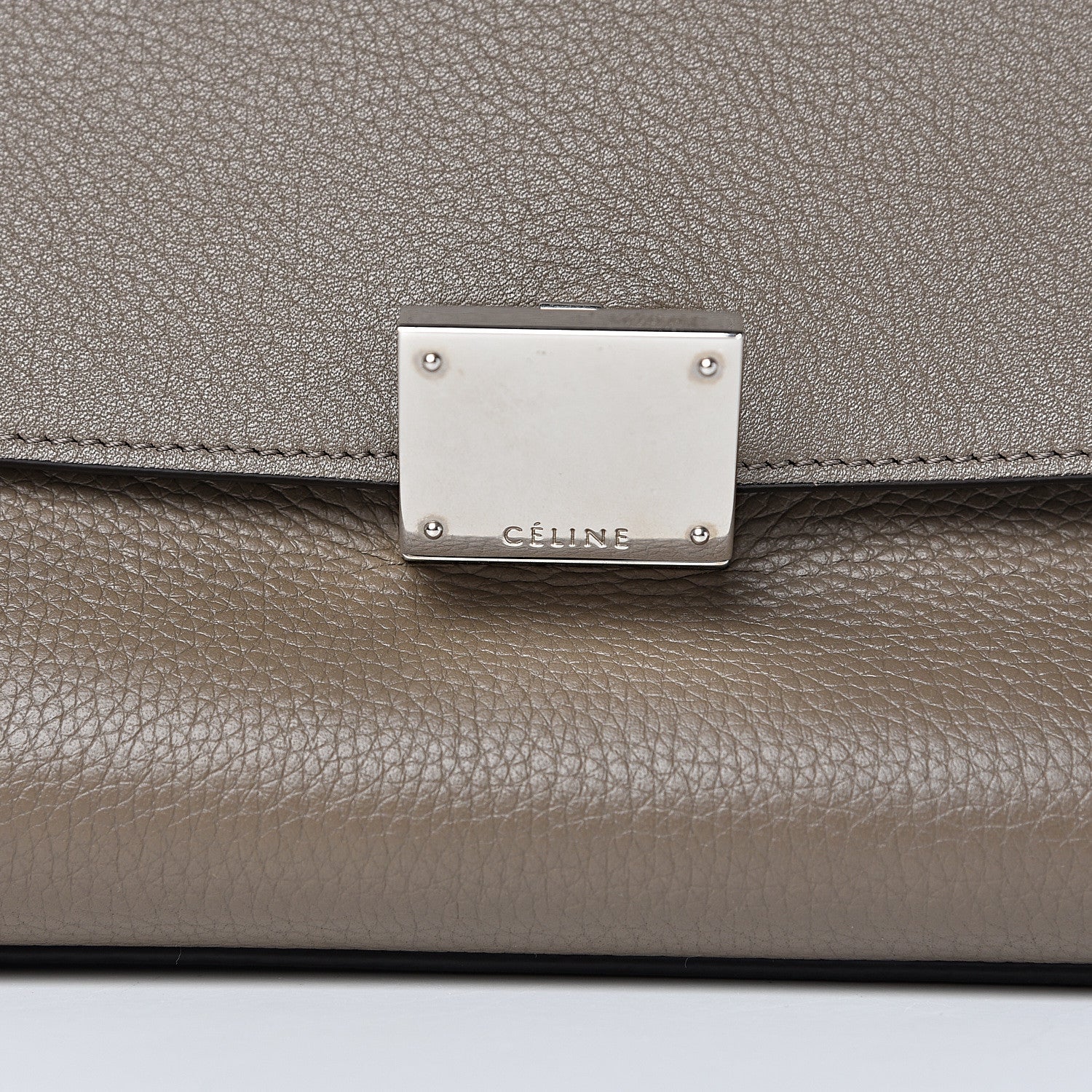 Celine Drummed Calfskin Suede Small Trapeze Souris 11 of 11
