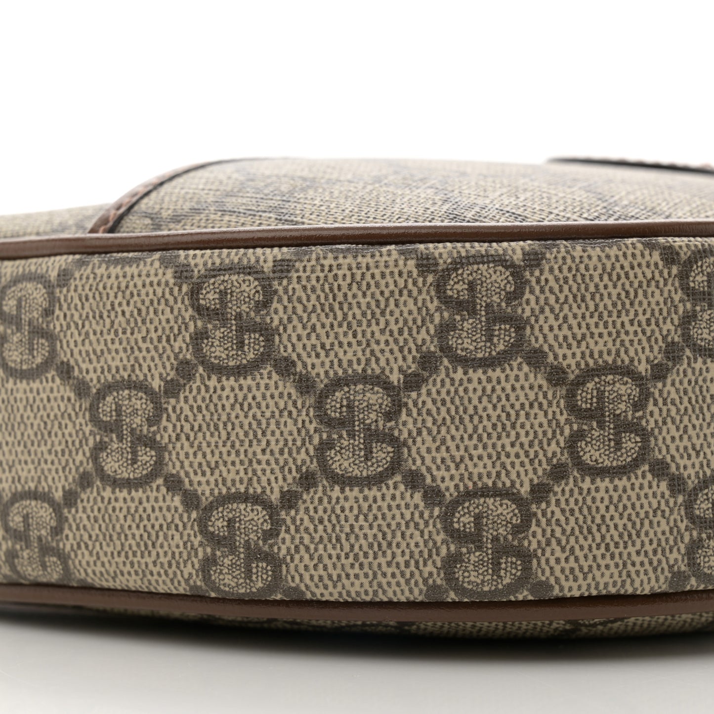 GG Supreme Monogram Azalea Calfskin Mini Retro Interlocking G Half Moon Bag Beige Ebony Brown Sugar