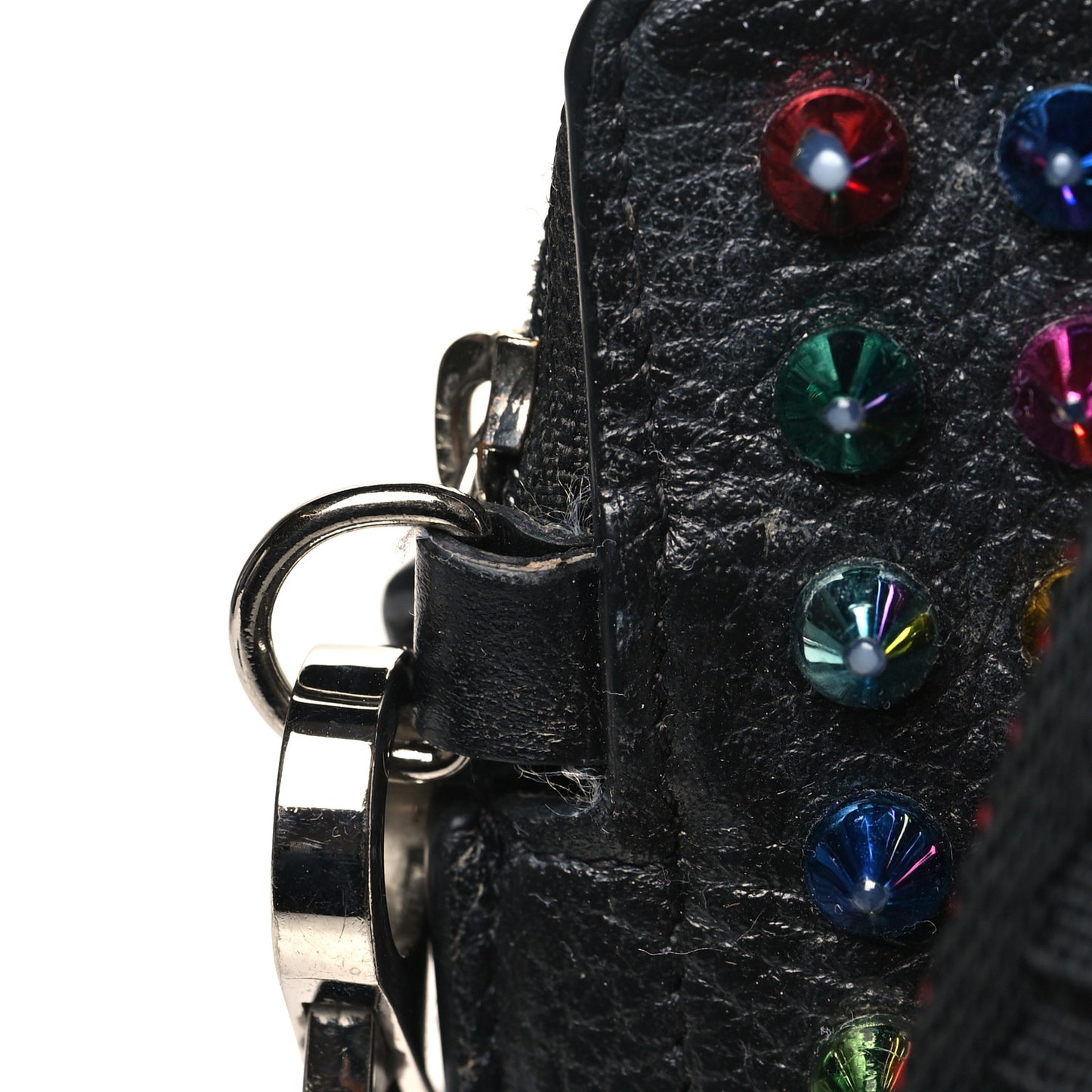 Calfskin Spikes Loubilab Crossbody Bag Black
