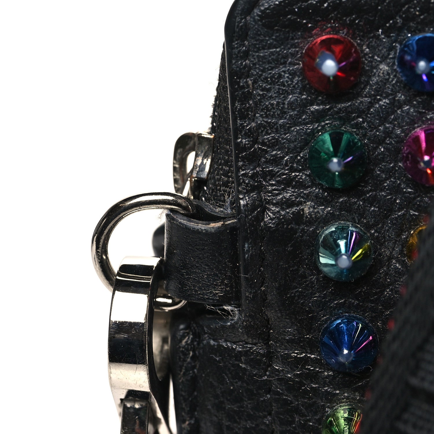 Christian Louboutin Calfskin Spikes Loubilab Crossbody Bag Black 10 of 11