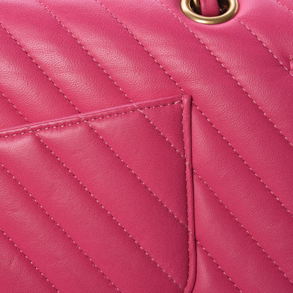 Chanel Lambskin Chevron Quilted Medium Double Flap Pink 10 of 18