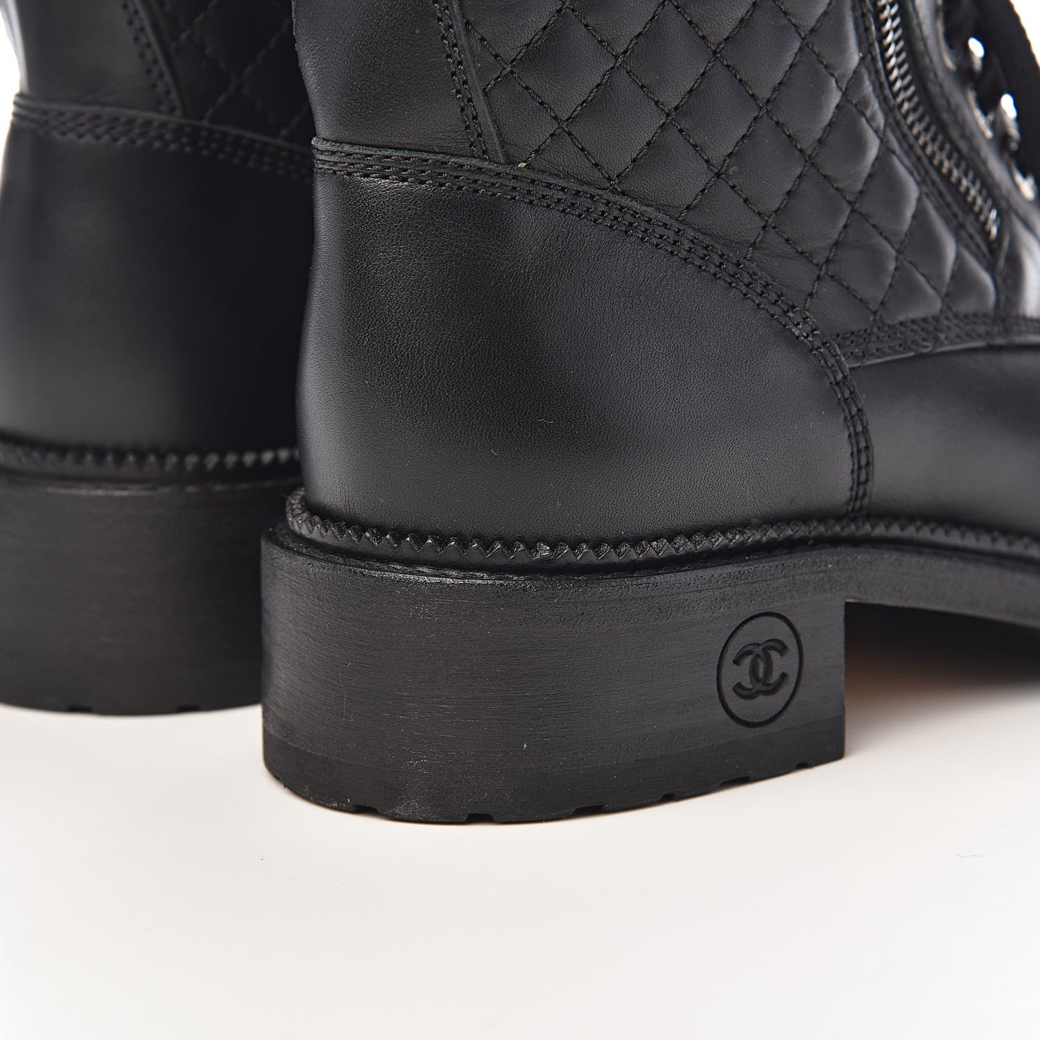 Chanel Calfskin Combat Boots 38 Black 7 of 10