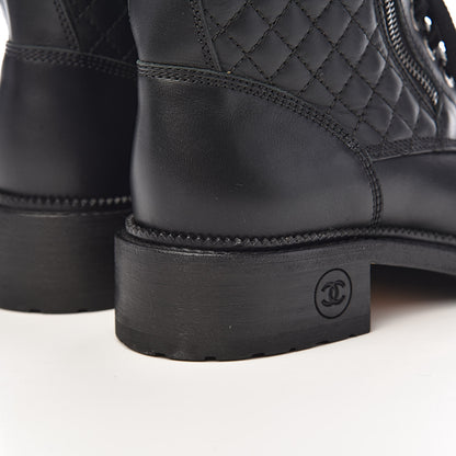 Chanel Calfskin Combat Boots 38 Black 7 of 10