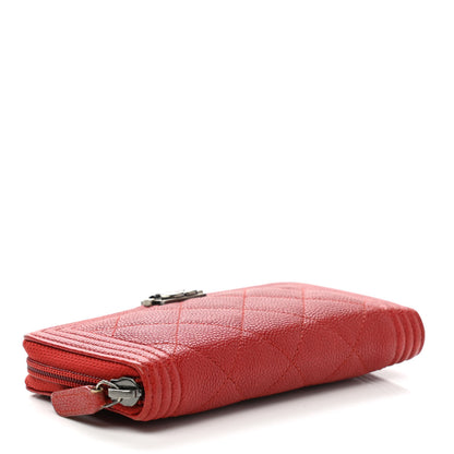 Chanel Caviar Quilted Small Boy Zip Around Wallet Dark Red 4 of 9