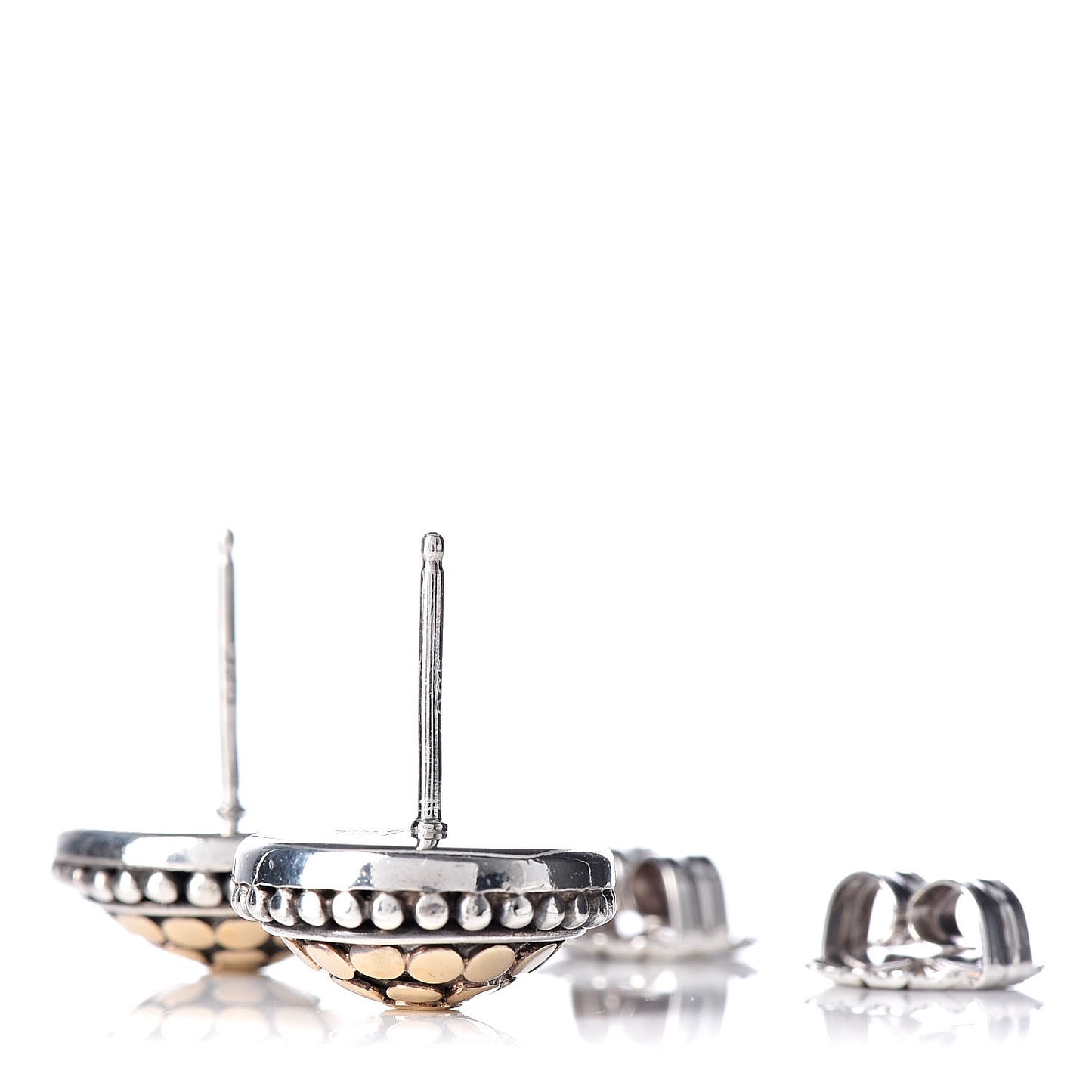 Sterling Silver 18K Yellow Gold Dot Stud Earrings